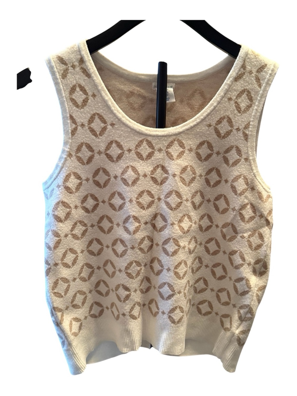 4/$45- Sigrid Olsen Ivory Beige Sleeveless Knit Sweater Tank Geometric Medium